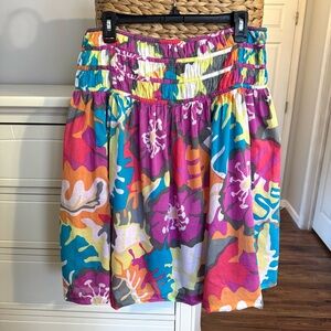 Bandolino Floral A-Line Skirt Size 10 Multicolor Cotton Knee Length